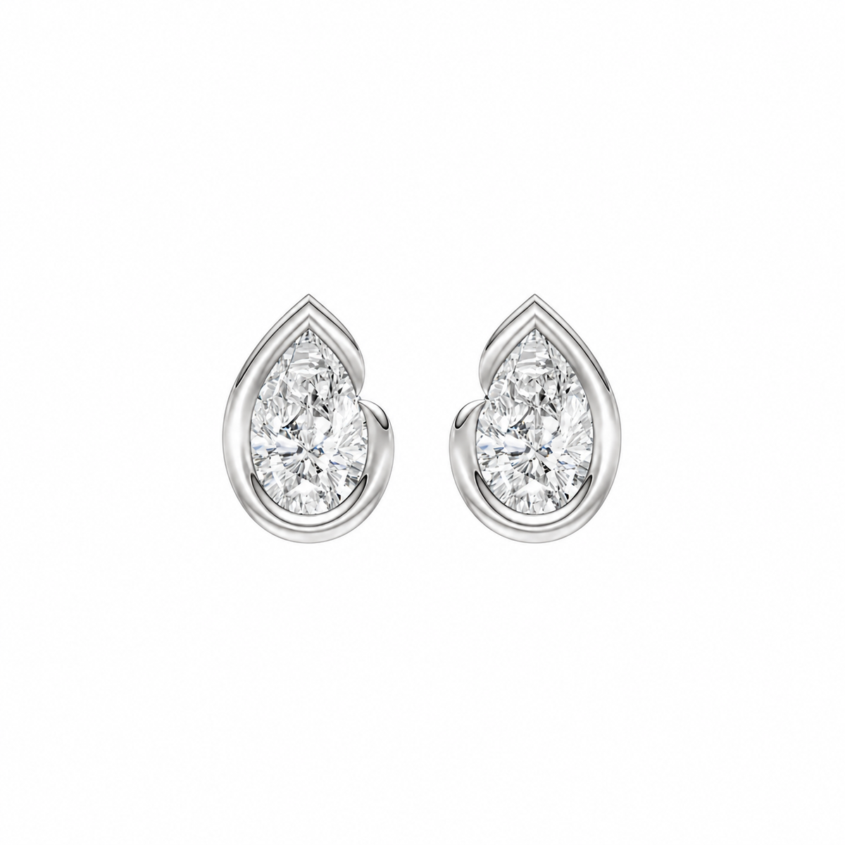 Pear Bezel Diamond Stud Earrings