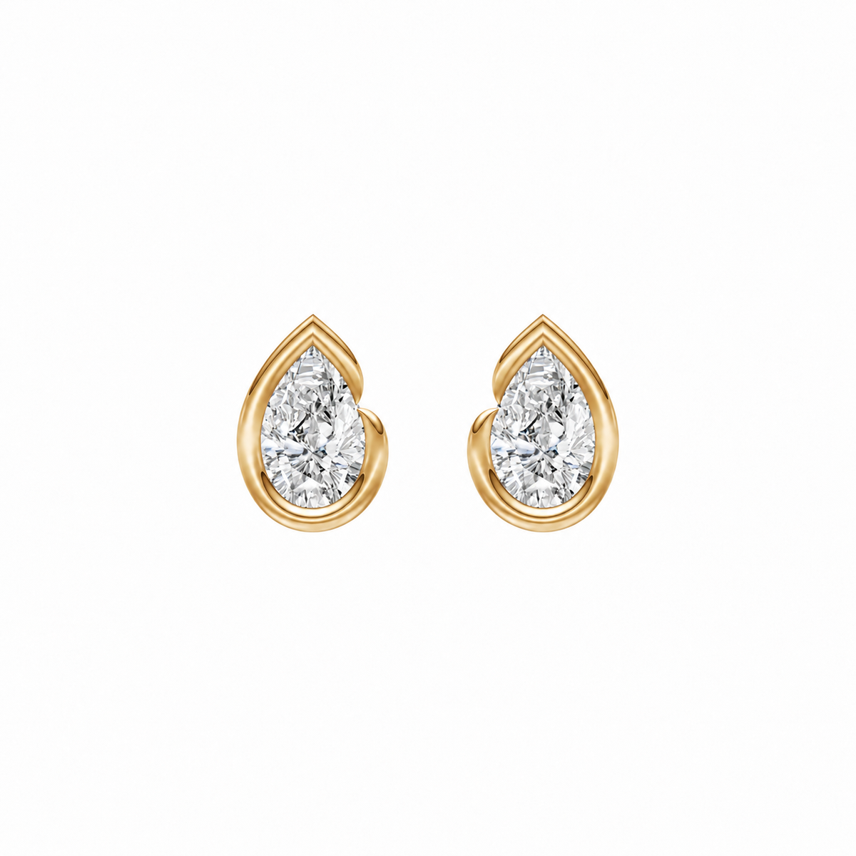 Pear Bezel Diamond Stud Earrings