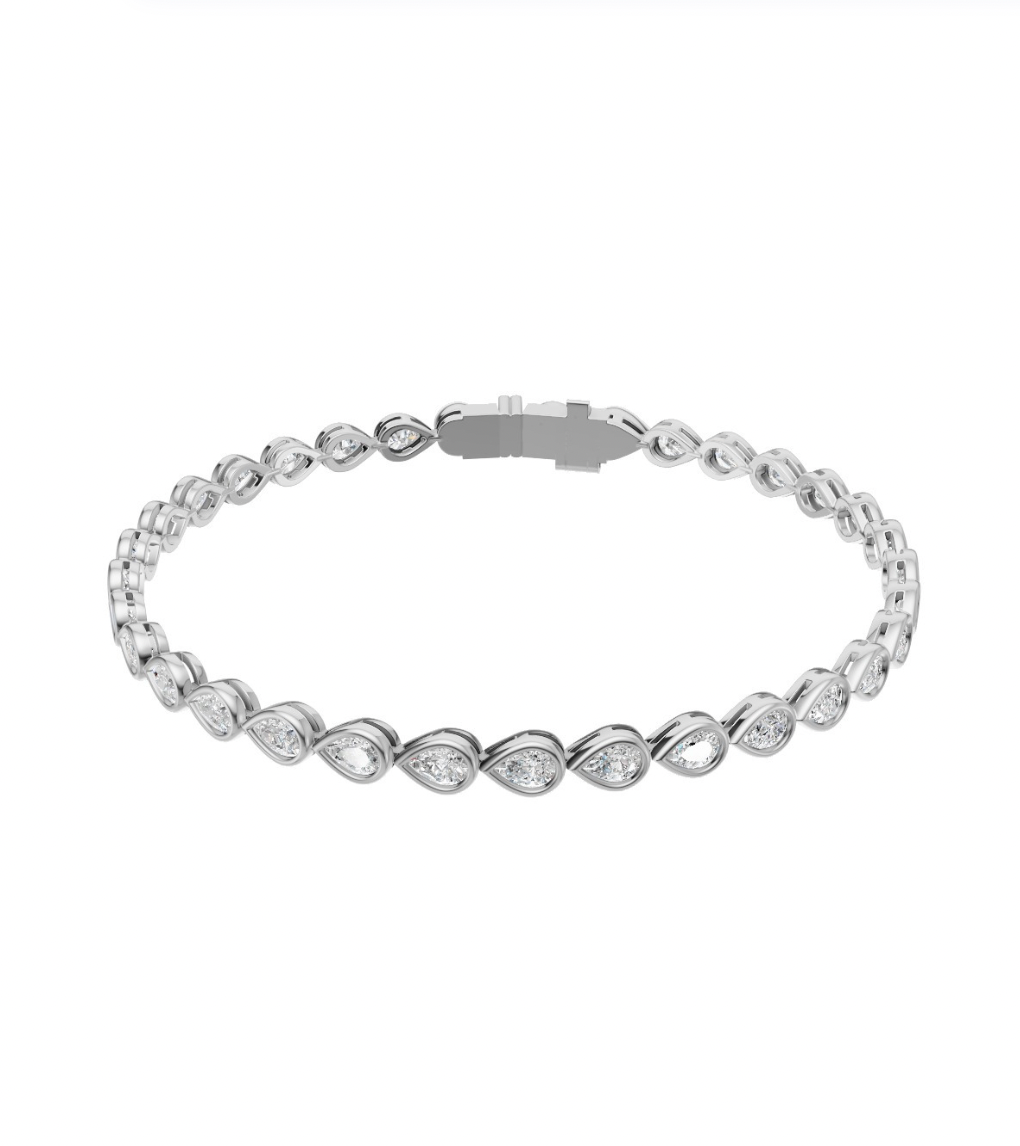 Pear Bezel Diamond Tennis Bracelet