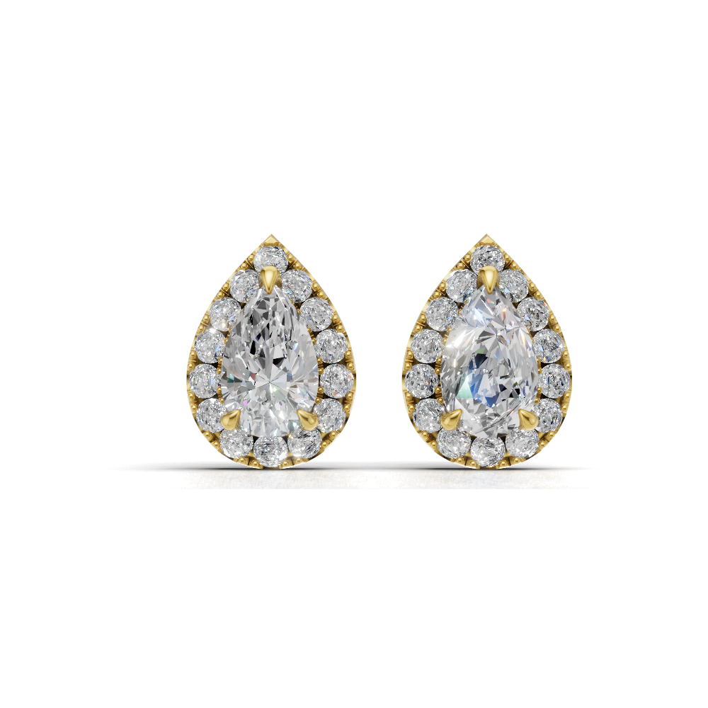Pear Halo Diamond Stud Earrings