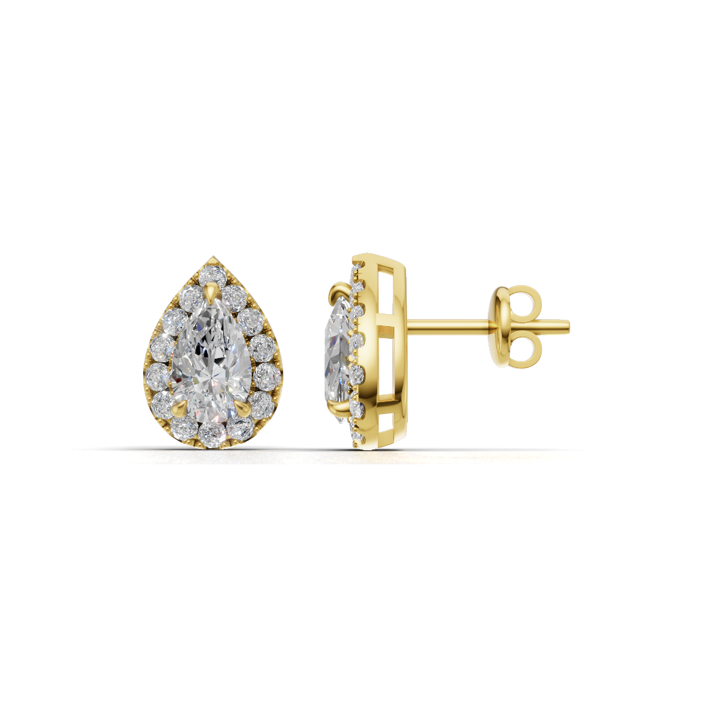 Pear Halo Diamond Stud Earrings