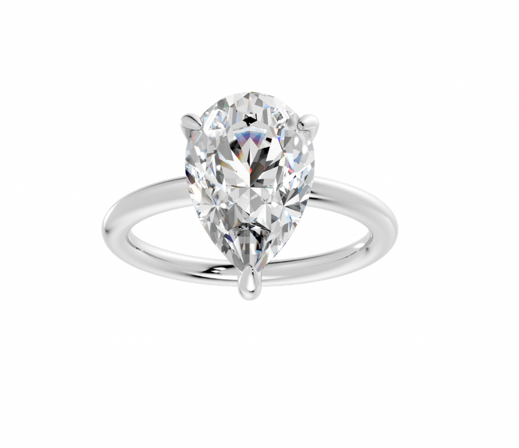 Pear Hidden Halo Ring