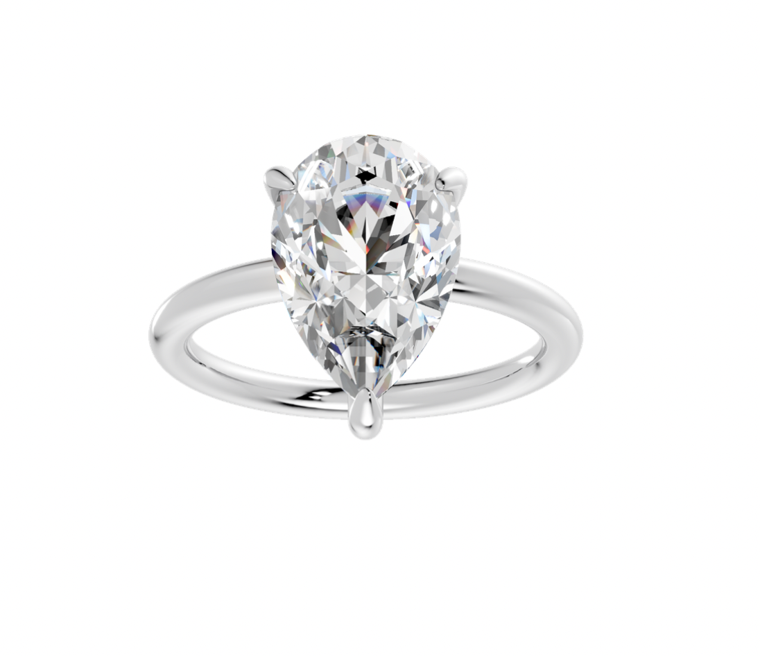 Pear Hidden Halo Ring