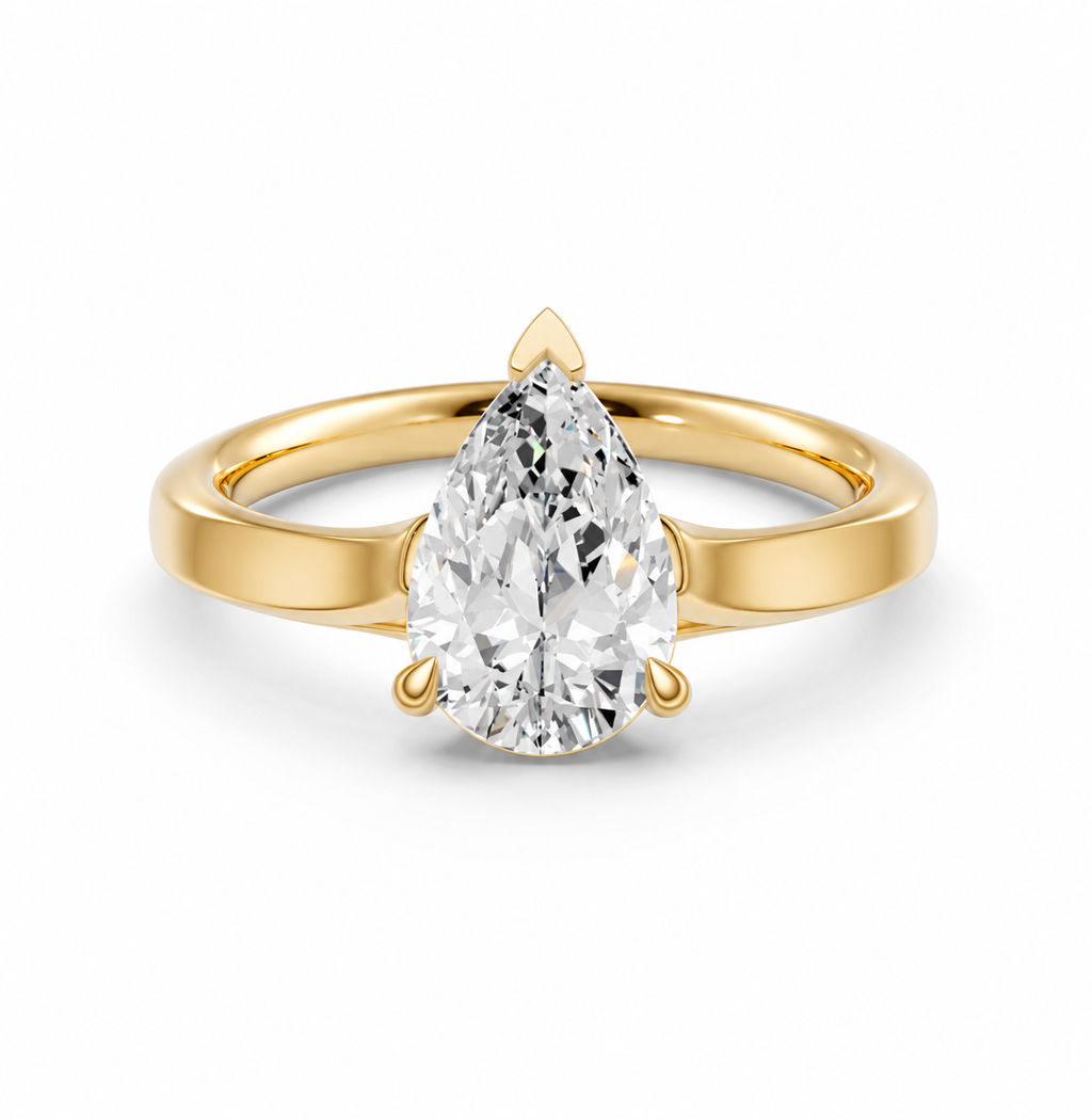 Pear Solitaire Ring