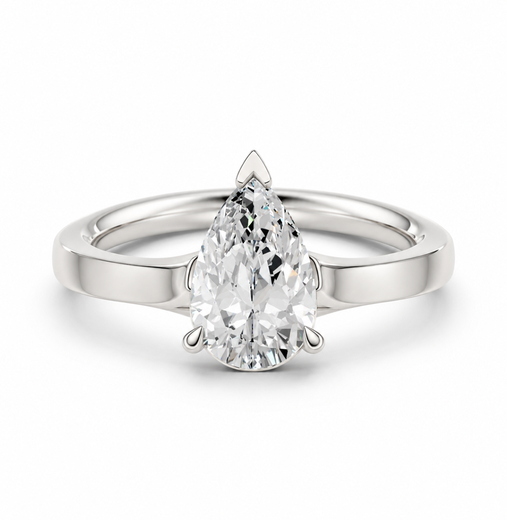Pear Solitaire Ring