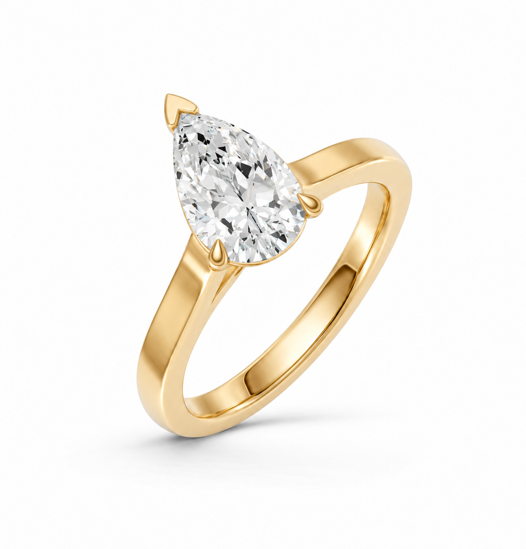 Pear Solitaire Ring
