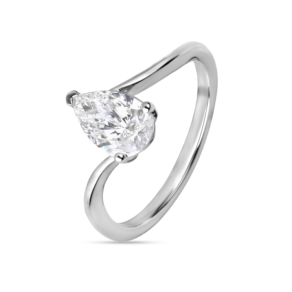 Pear Solitaire Ring