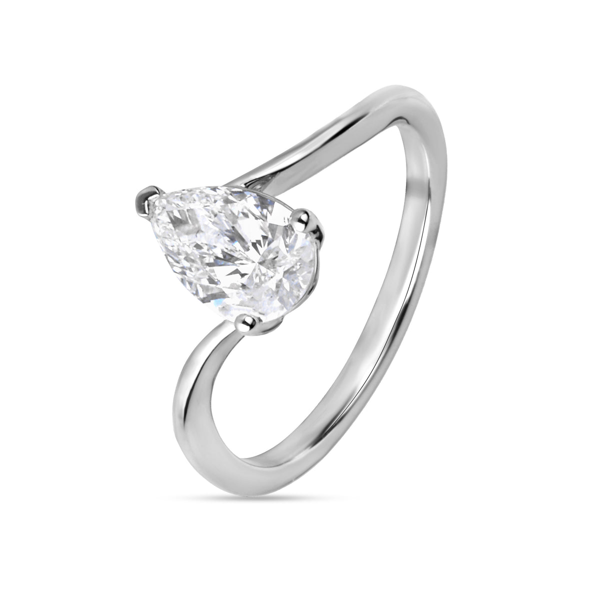 Pear Solitaire Ring