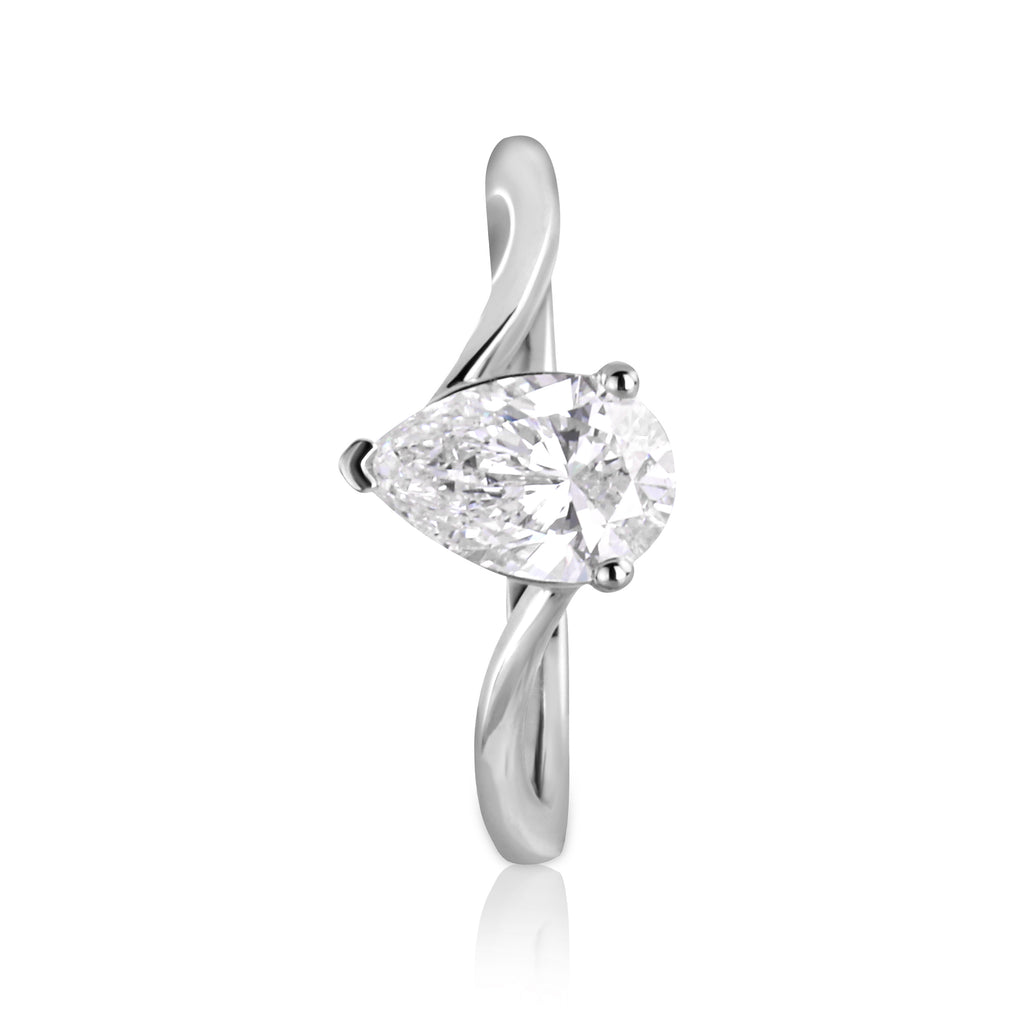 Pear Solitaire Ring