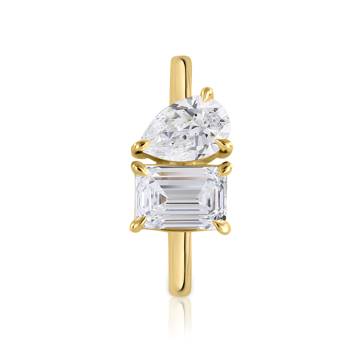 Pear and Emerald Toi et Moi Ring