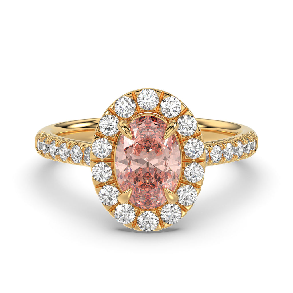 Pink Oval Halo Ring