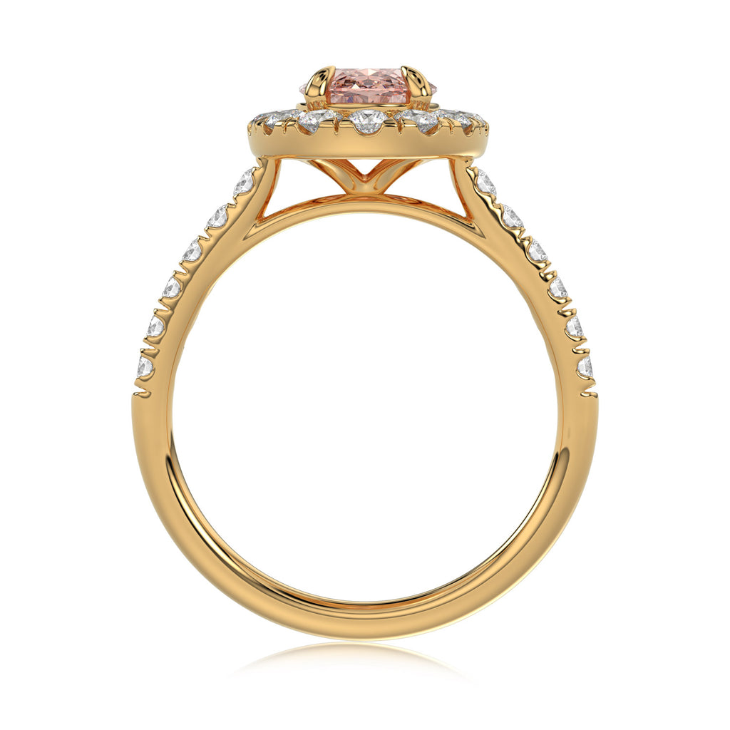 Pink Oval Halo Ring