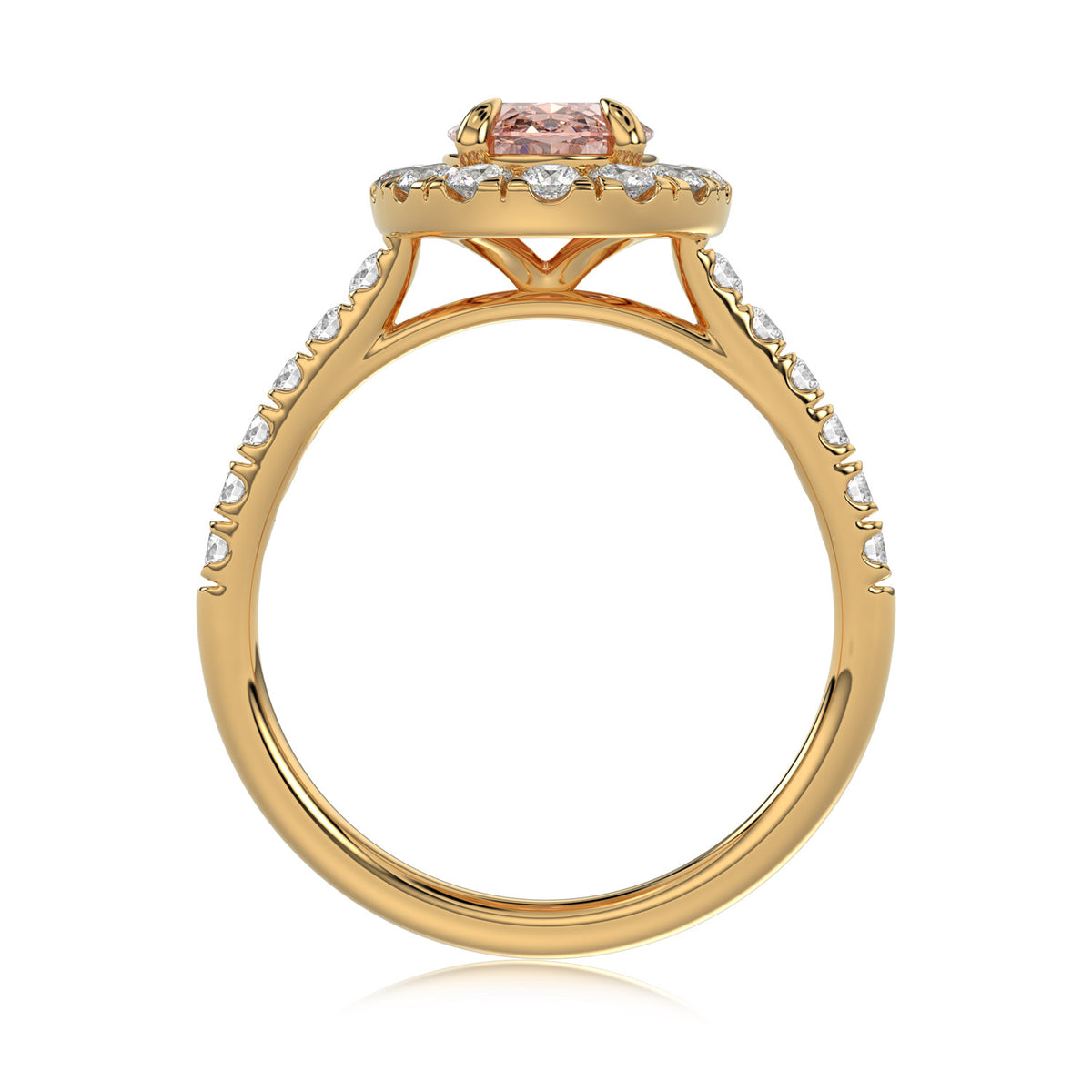 Pink Oval Halo Ring