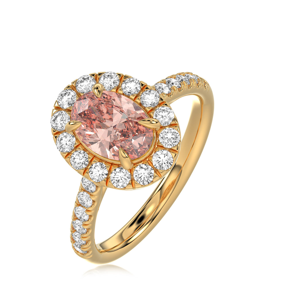 Pink Oval Halo Ring