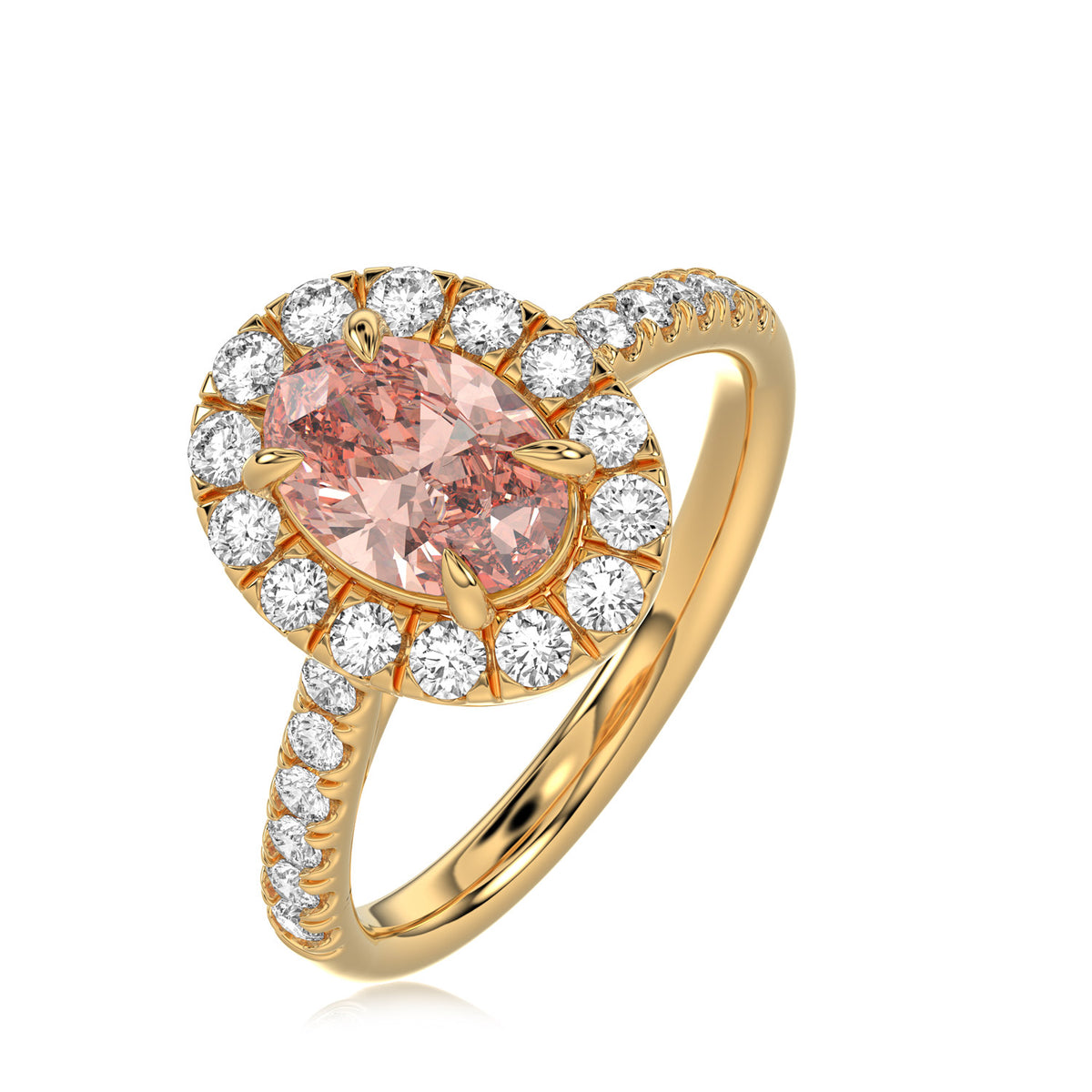 Pink Oval Halo Ring