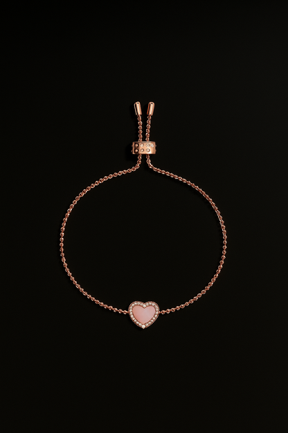Pink Nacre Heart Adjustable bracelet
