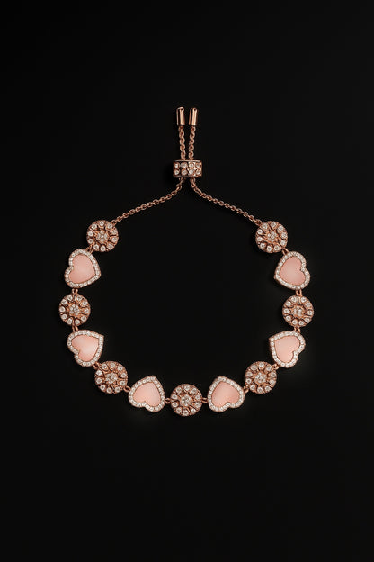 Pink Nacre Heart & Dot Adjustable bracelet