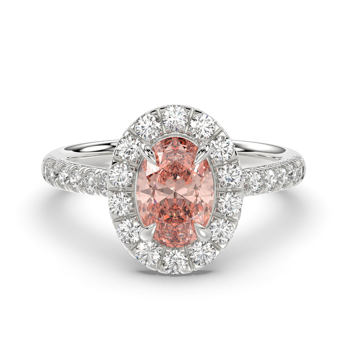 Pink Oval Halo Ring