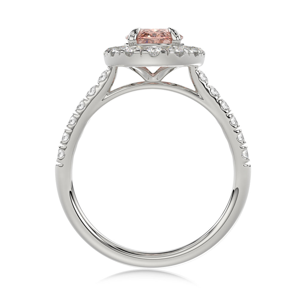Pink Oval Halo Ring