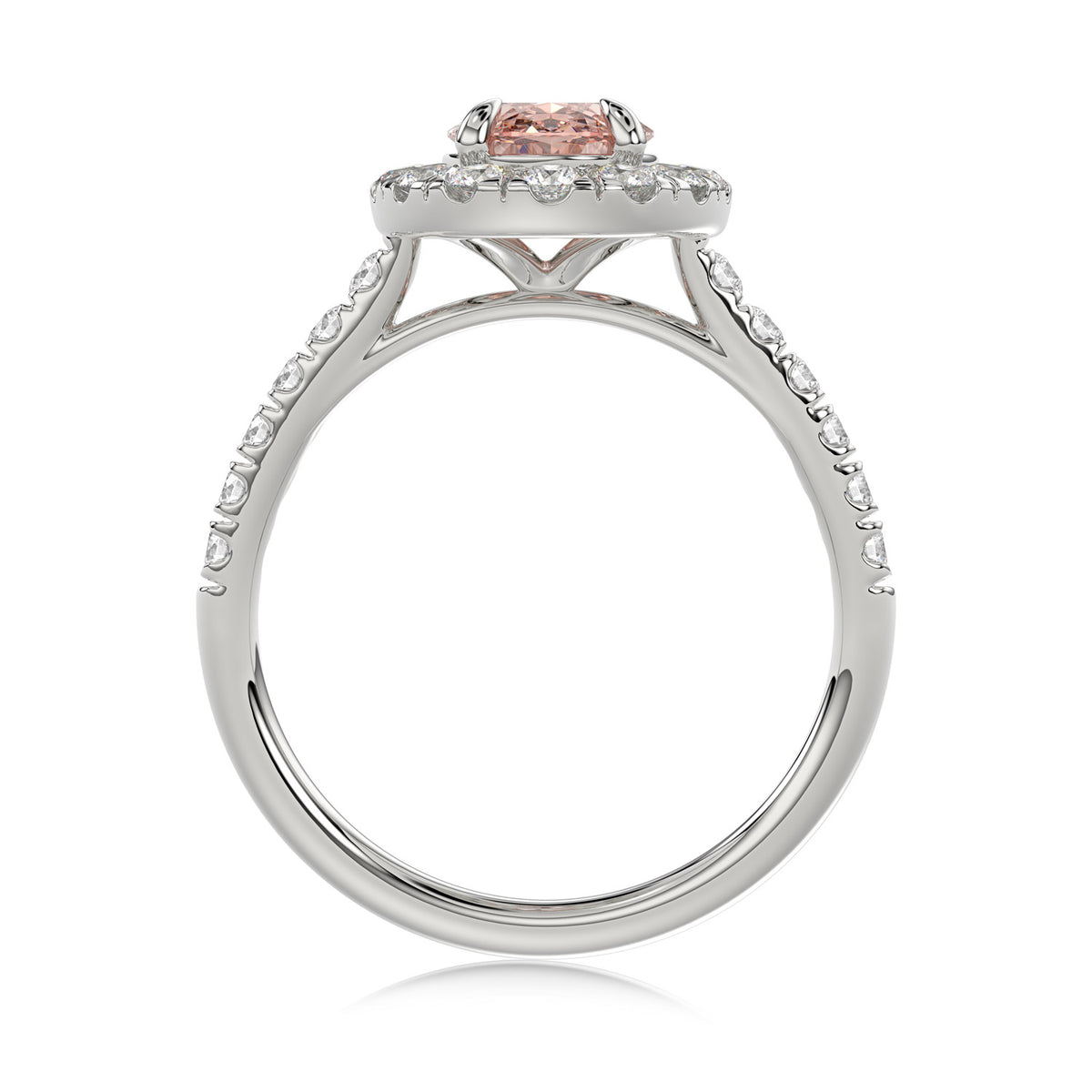 Pink Oval Halo Ring