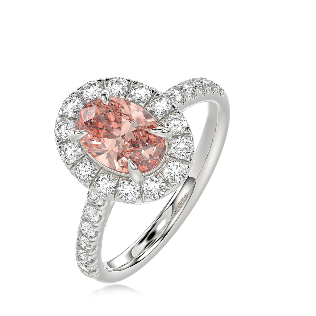 Pink Oval Halo Ring