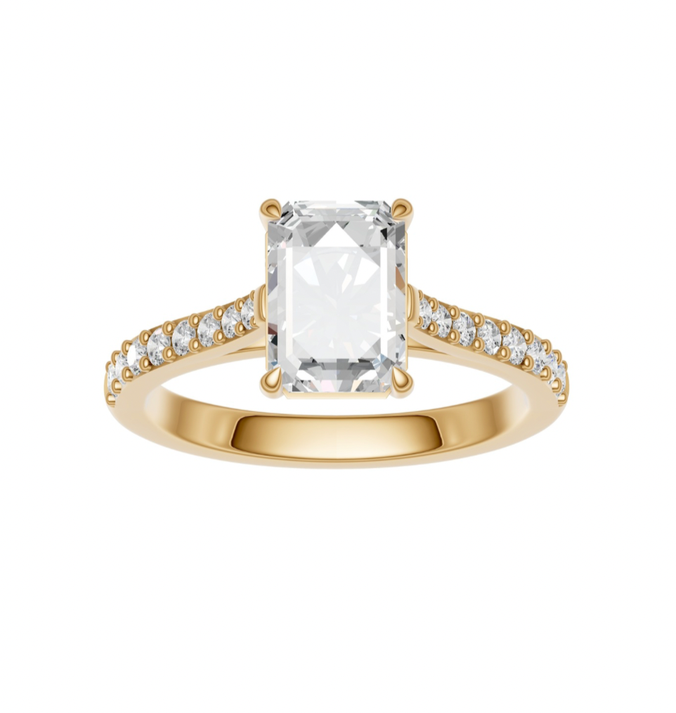 Radiant Diamond Shoulder Ring