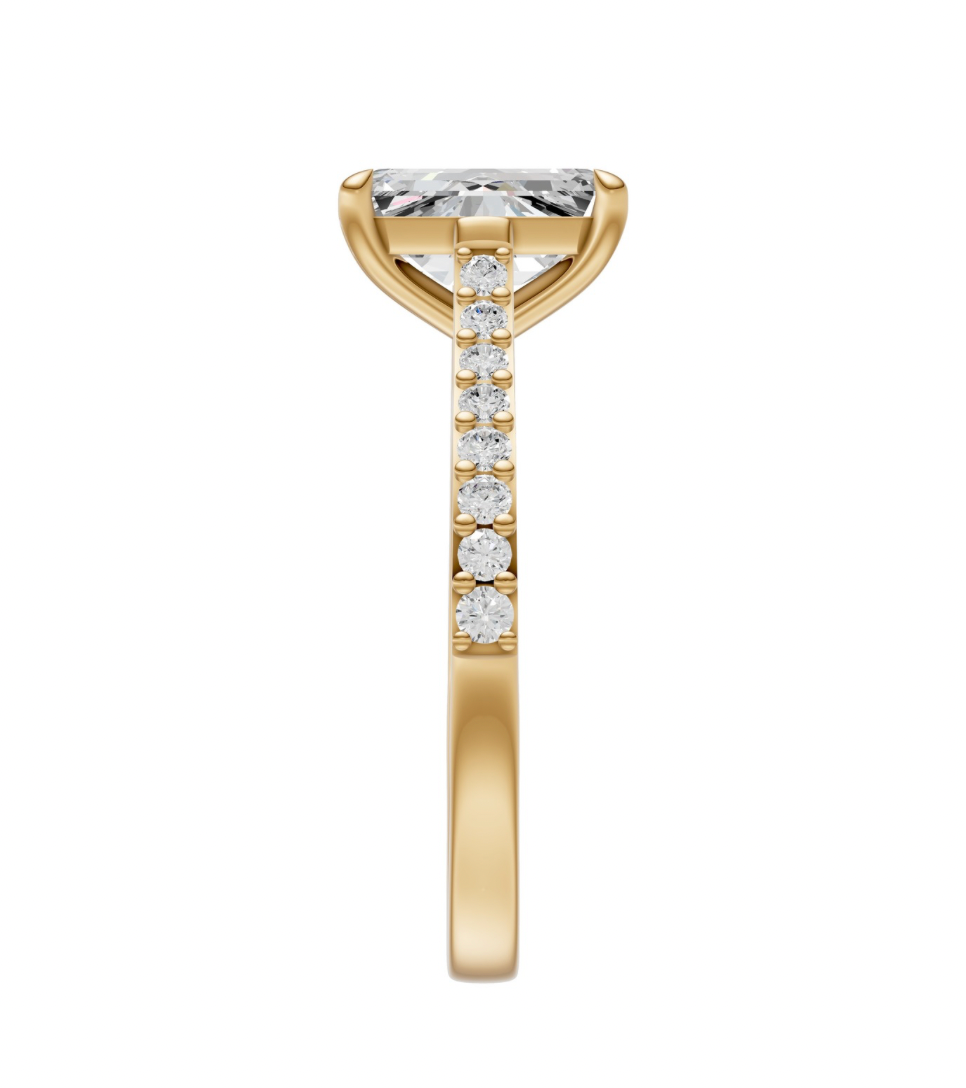 Radiant Diamond Shoulder Ring