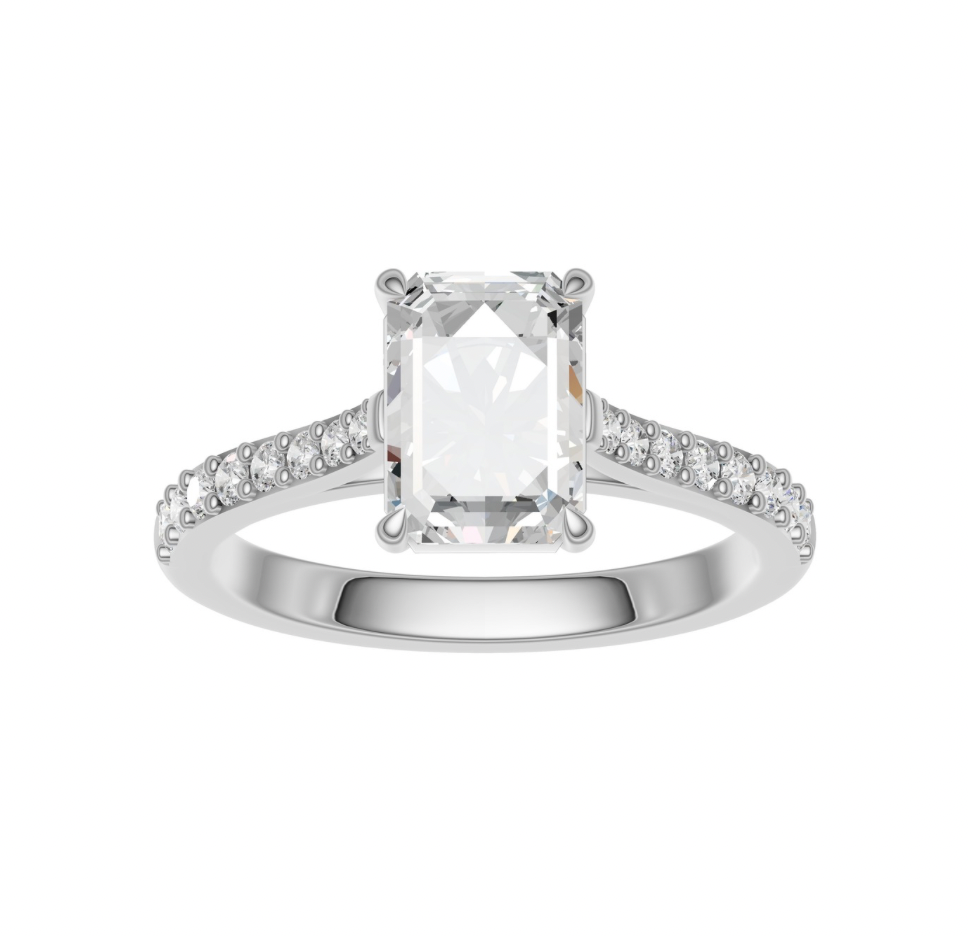 Radiant Diamond Shoulder Ring