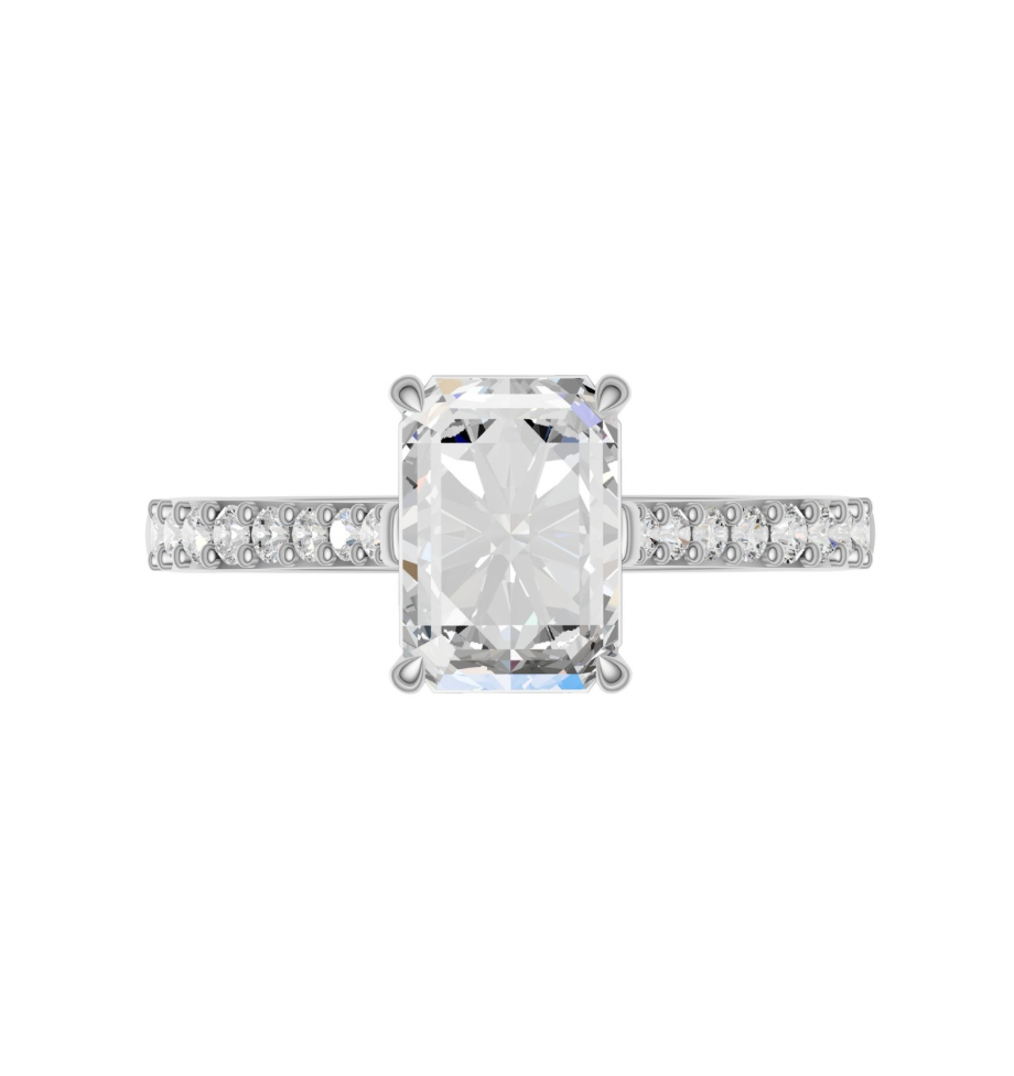 Radiant Diamond Shoulder Ring
