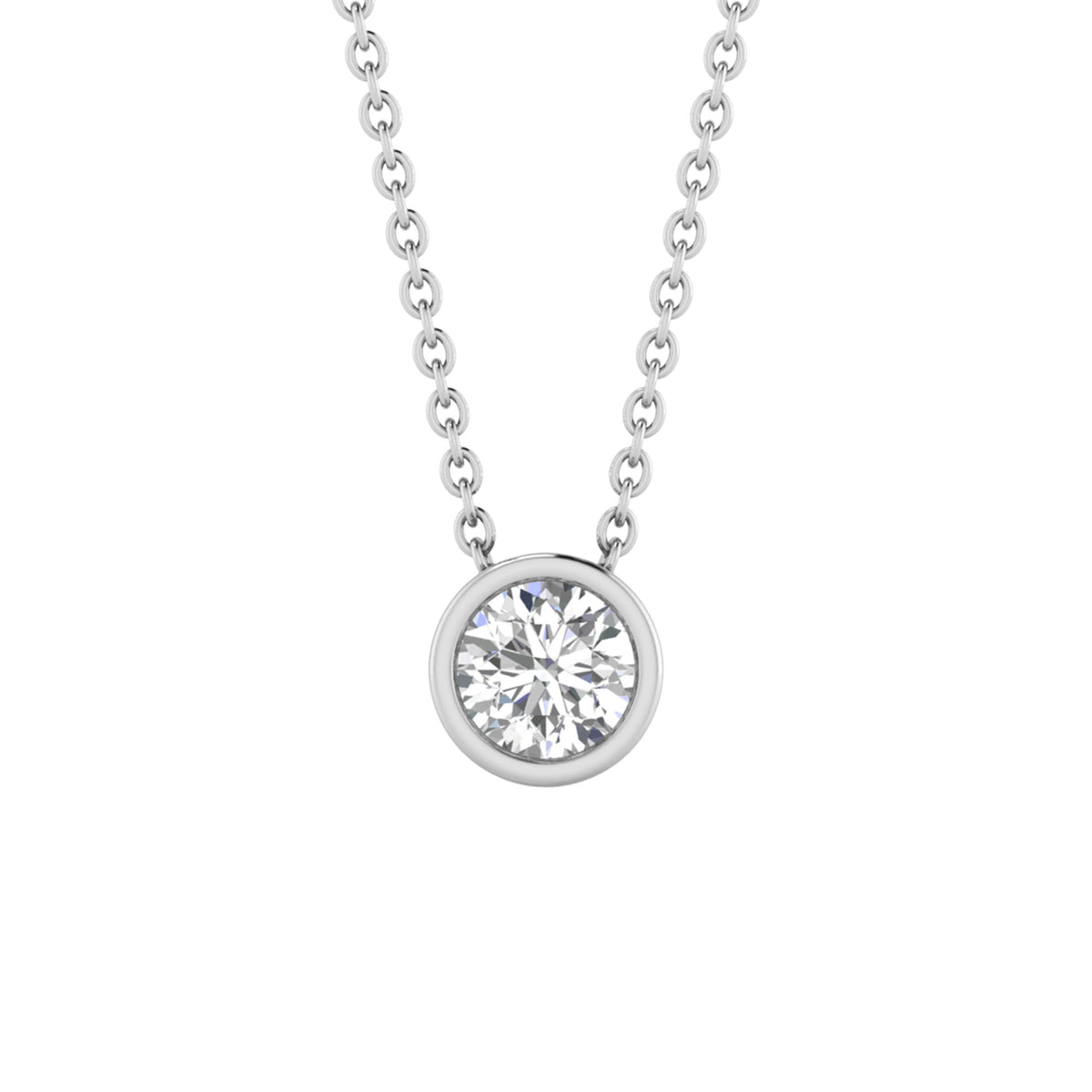 Round Bezel Diamond Necklace