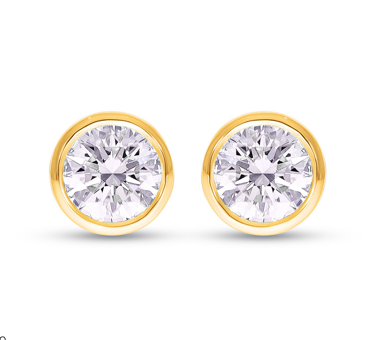 Round Bezel Diamond Stud Earrings