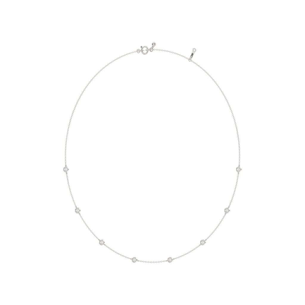Round Diamond Station Necklace