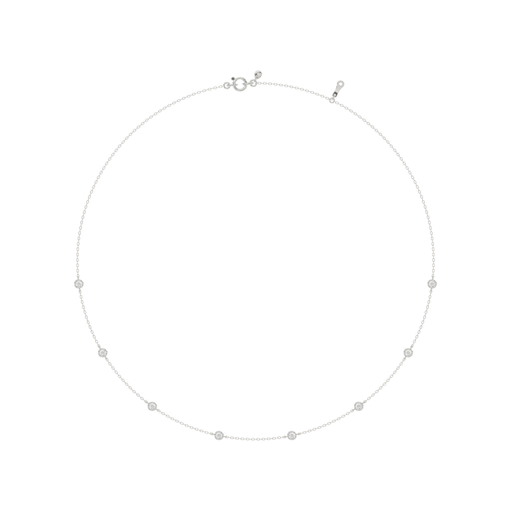 Round Diamond Station Necklace