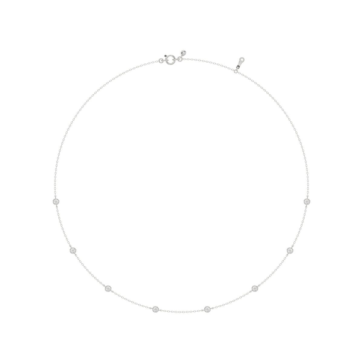 Round Diamond Station Necklace