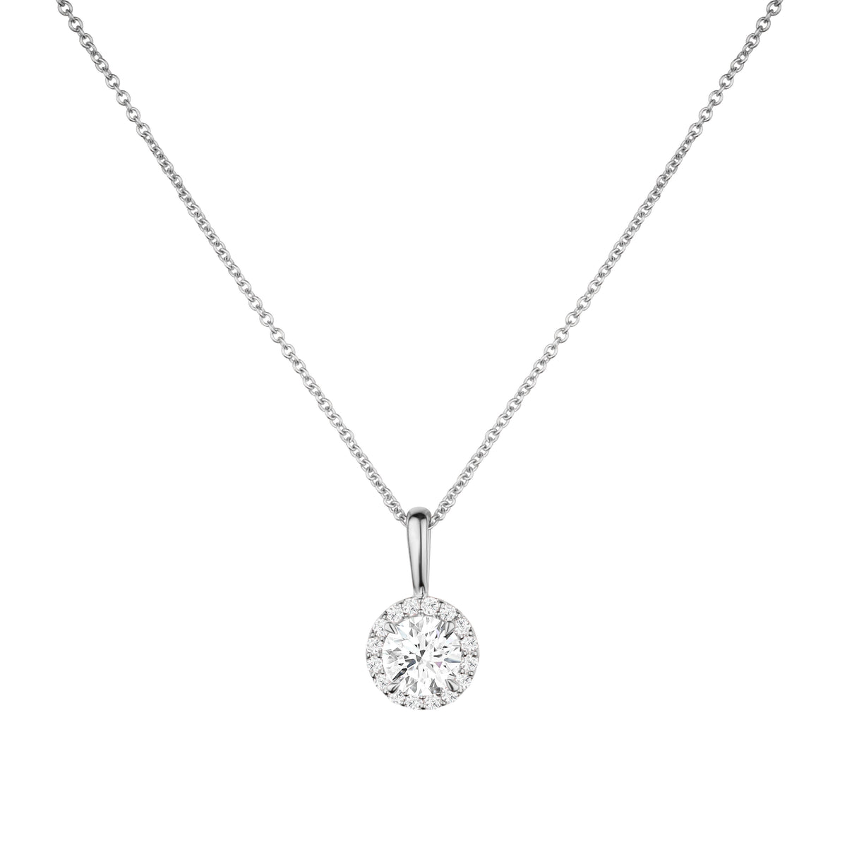 Round Halo Diamond Necklace