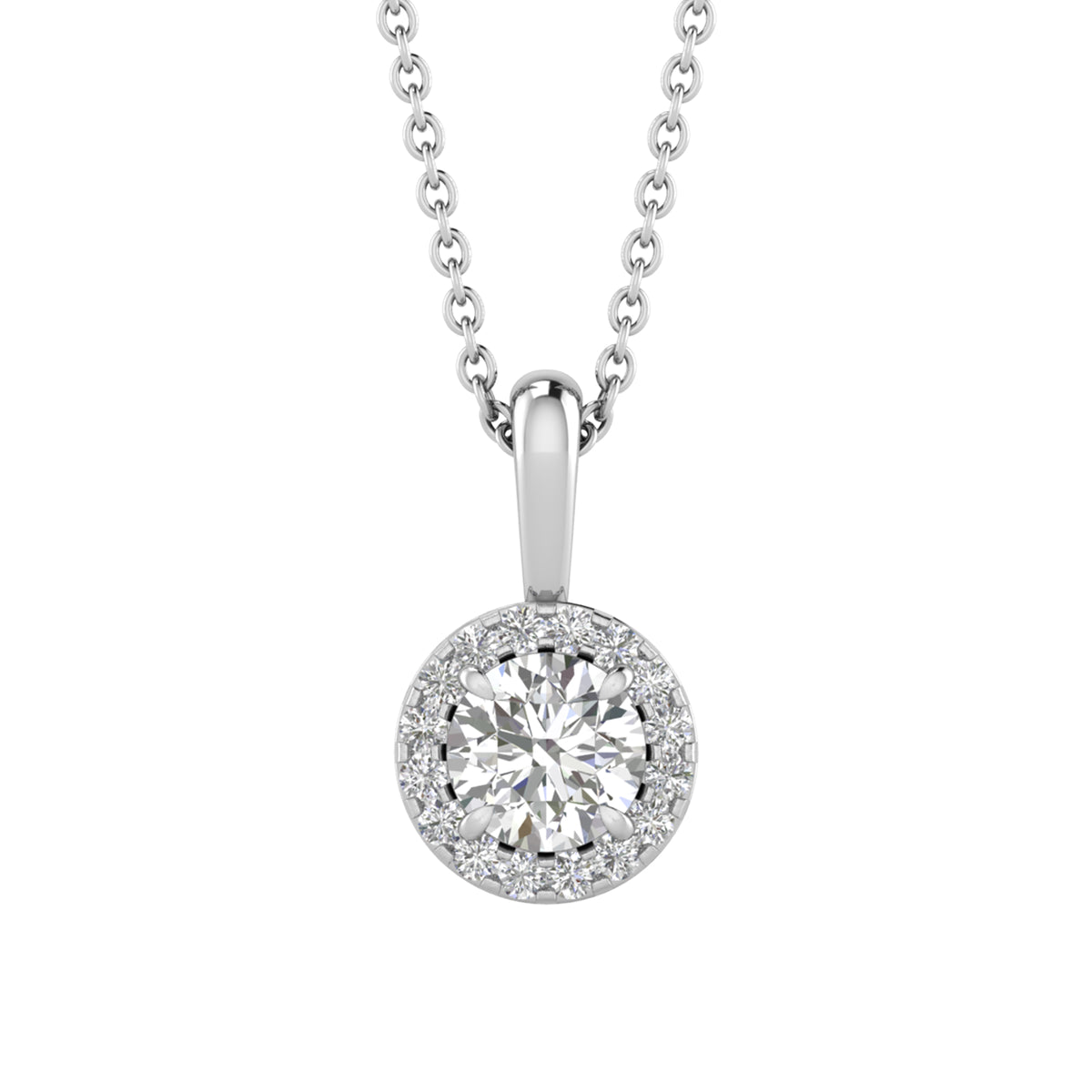 Round Halo Diamond Necklace