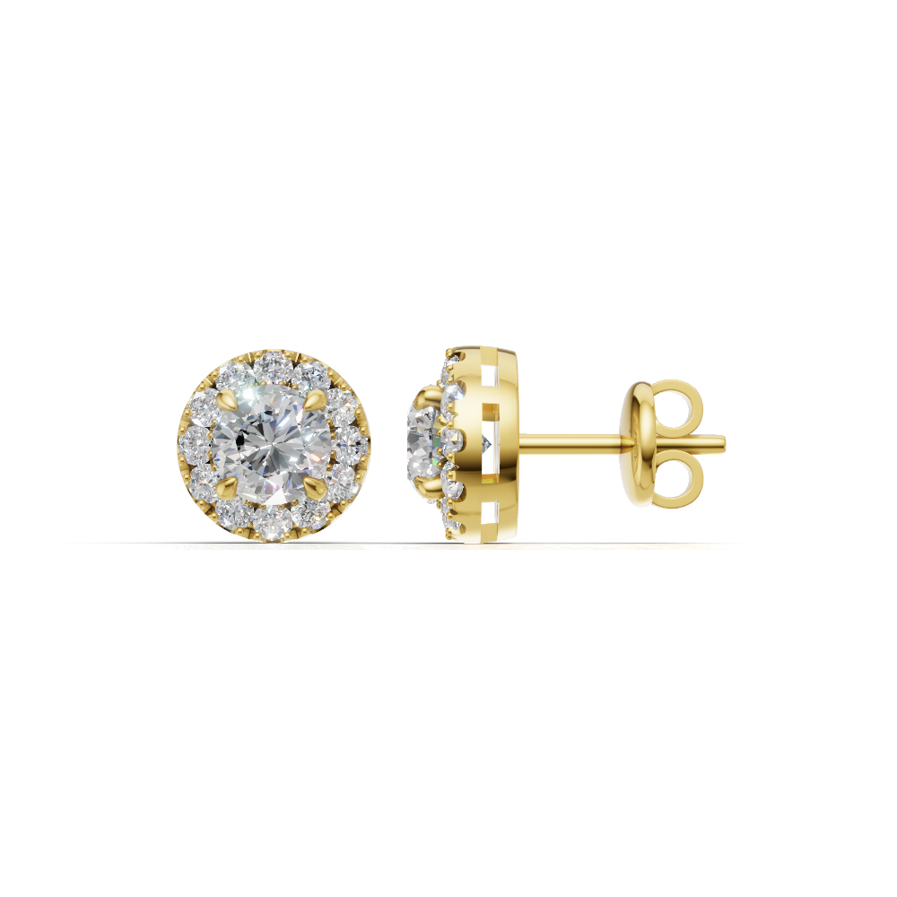 Round Halo Diamond Stud Earrings