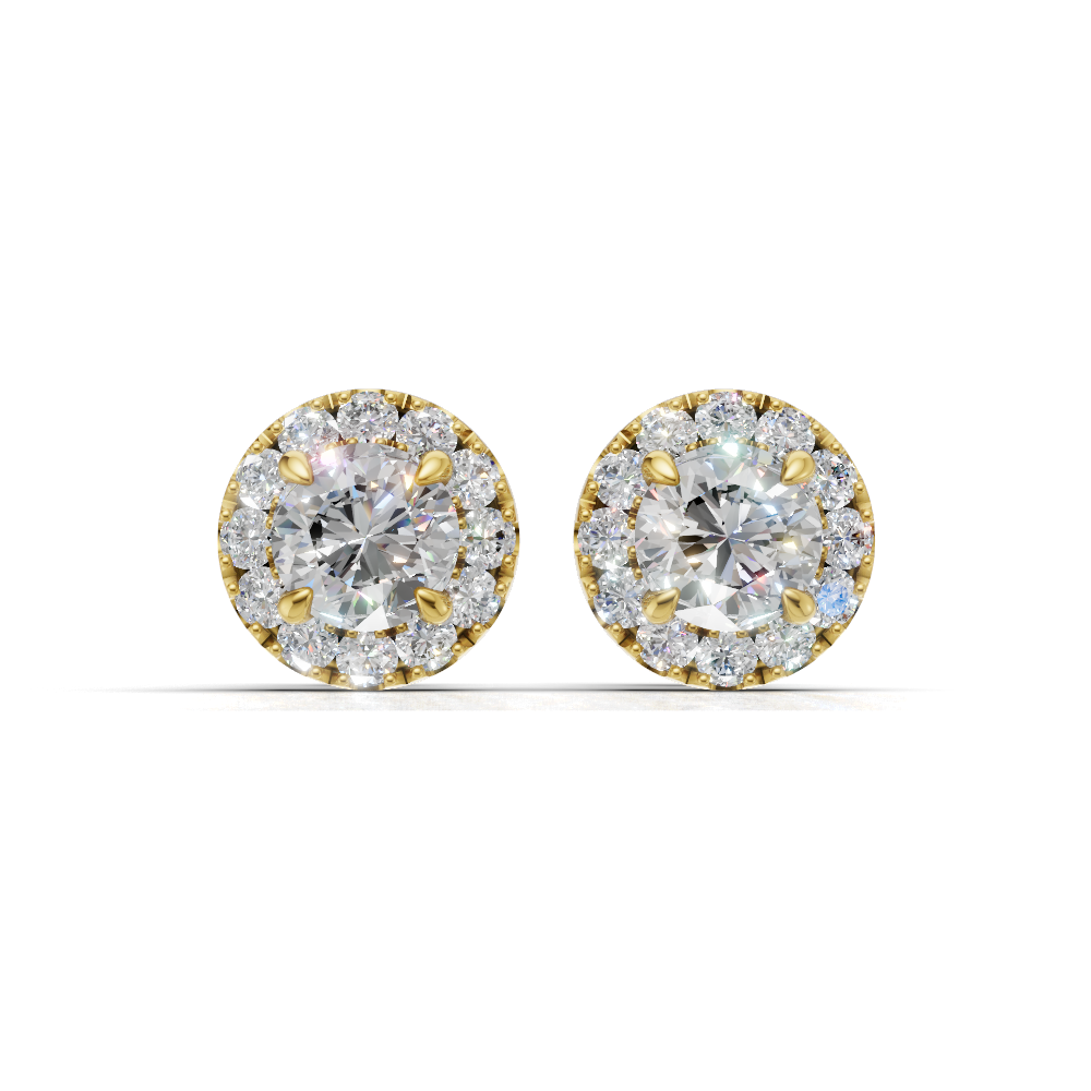 Round Halo Diamond Stud Earrings