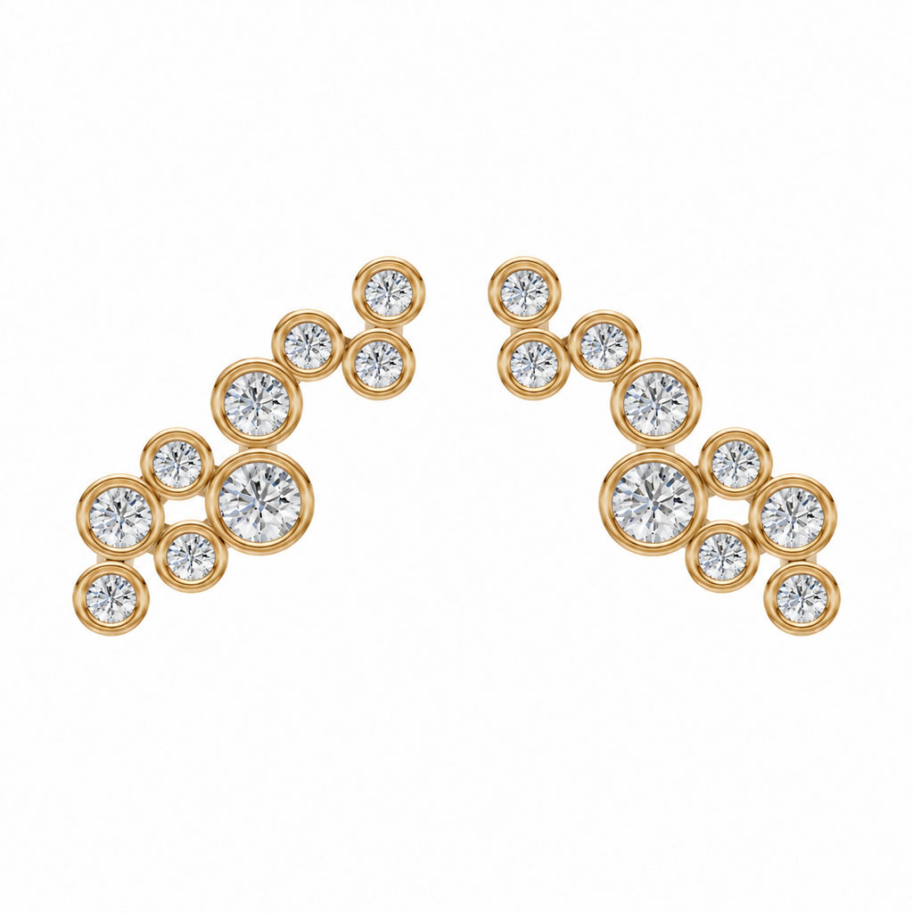 Round Diamond Cluster Earrings