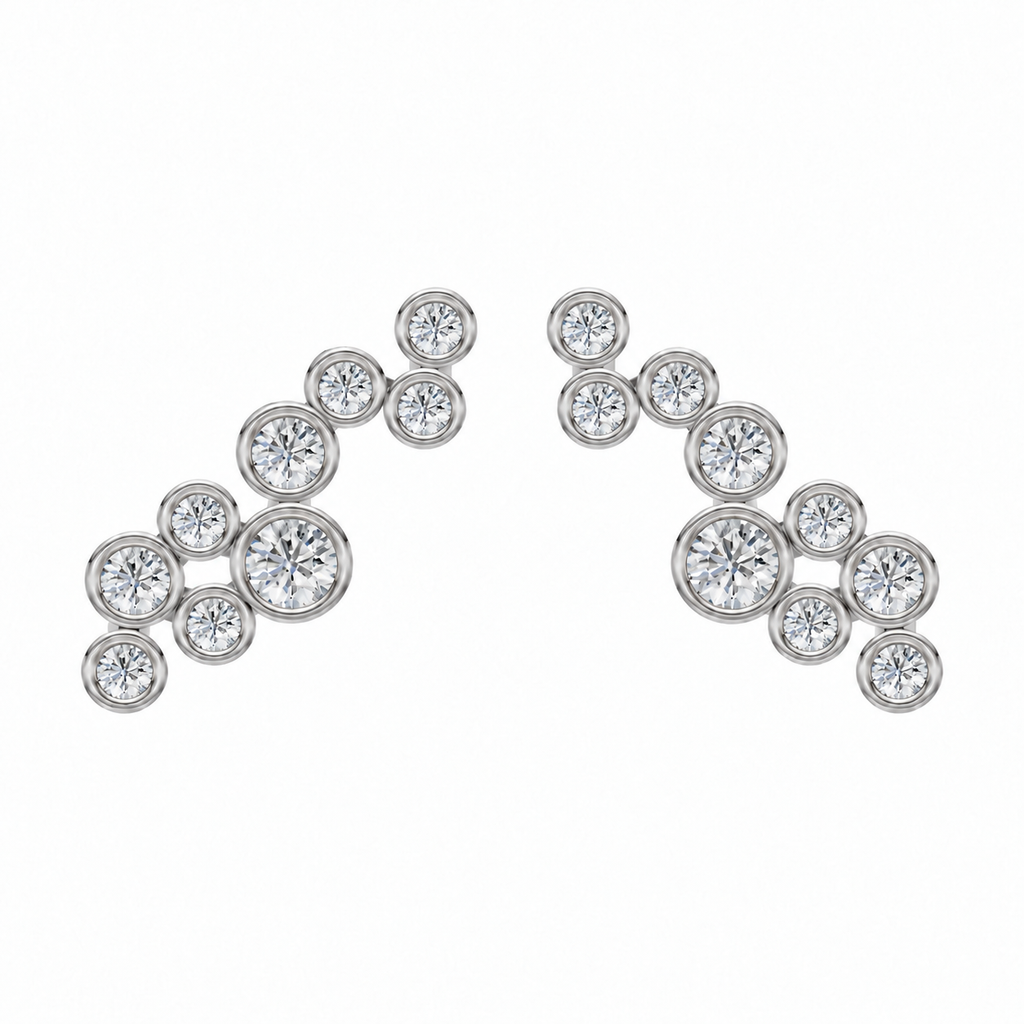 Round Diamond Cluster Earrings