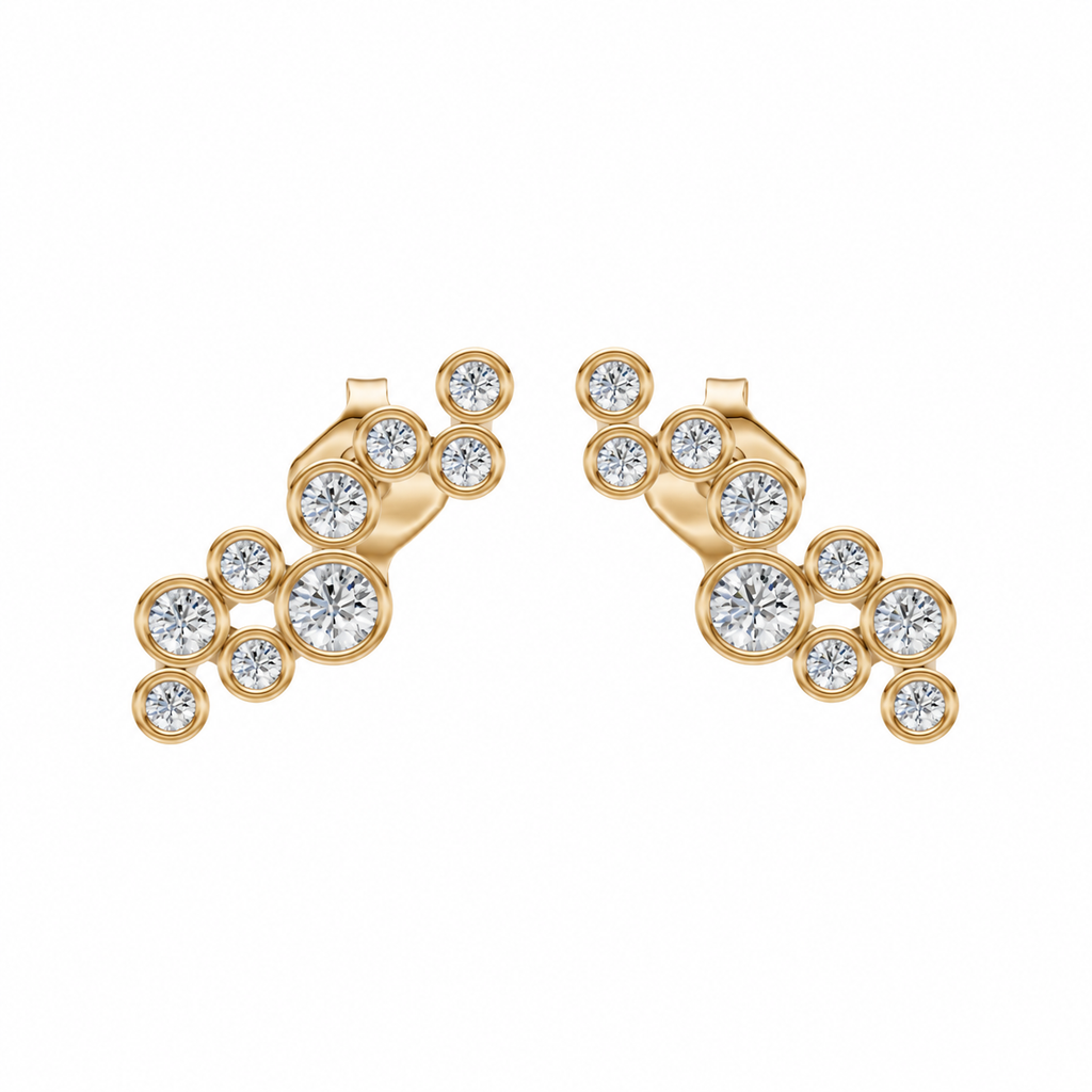 Round Diamond Cluster Earrings