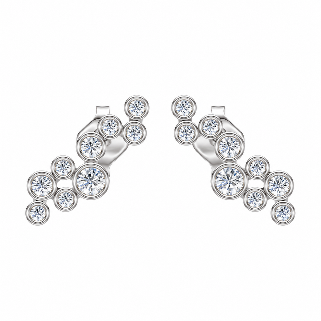 Round Diamond Cluster Earrings
