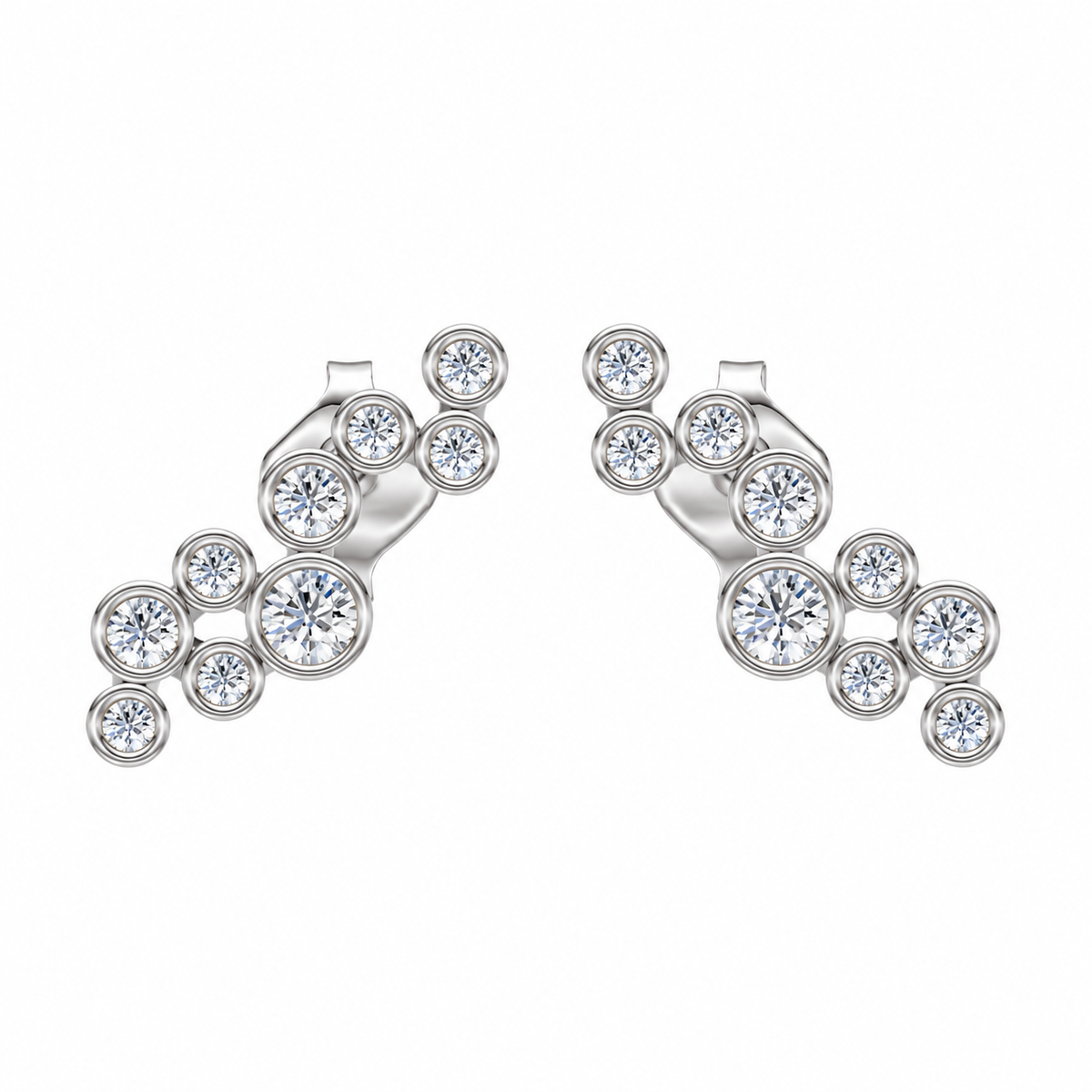 Round Diamond Cluster Earrings