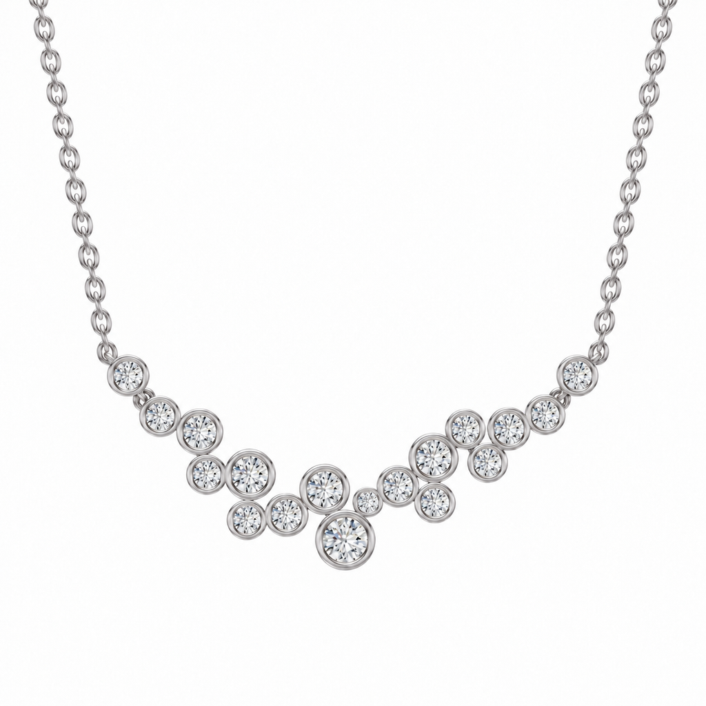 Round Diamond Cluster Necklace