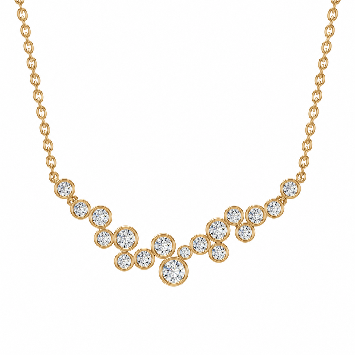 Round Diamond Cluster Necklace