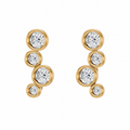 Round Diamond Curved Stud Earrings