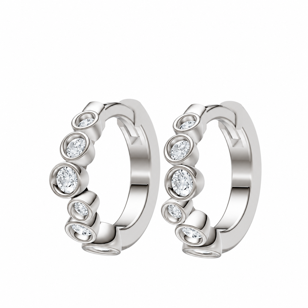 Round Diamond Hoop Earrings