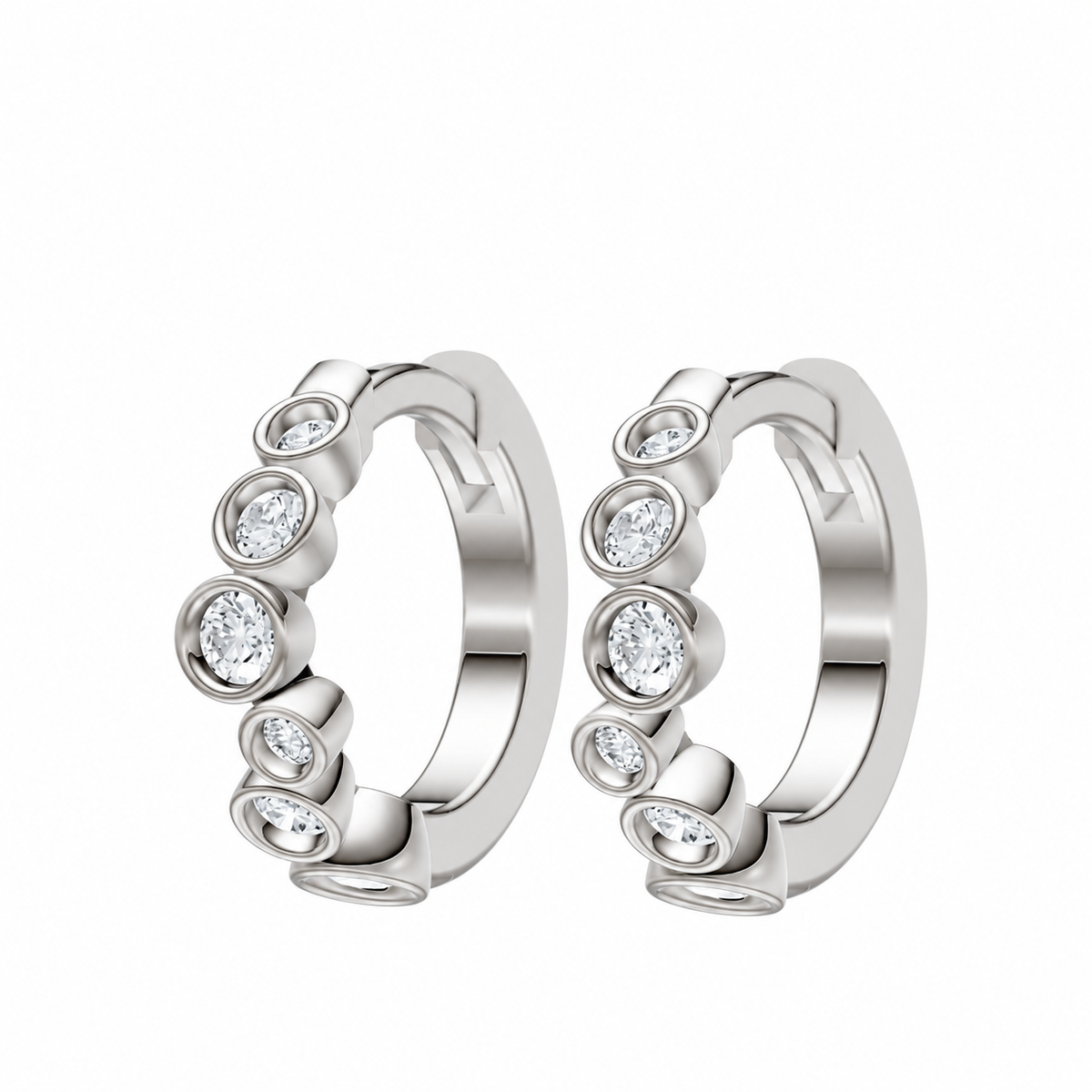 Round Diamond Hoop Earrings