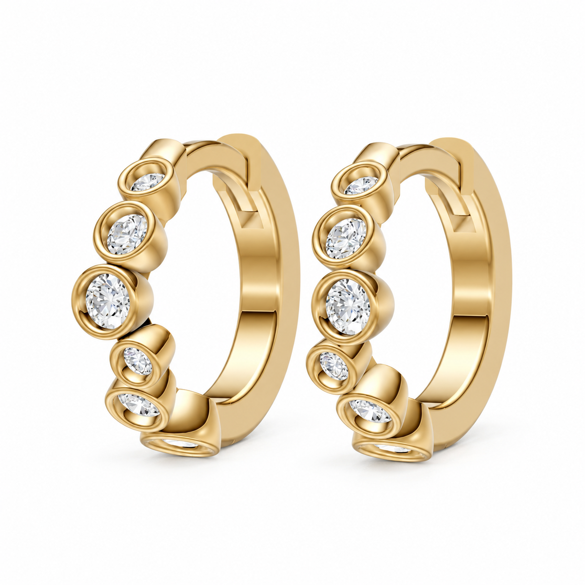 Round Diamond Hoop Earrings