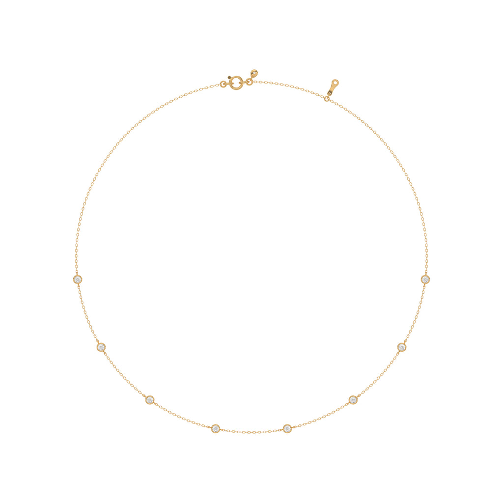 Round Diamond Station Necklace